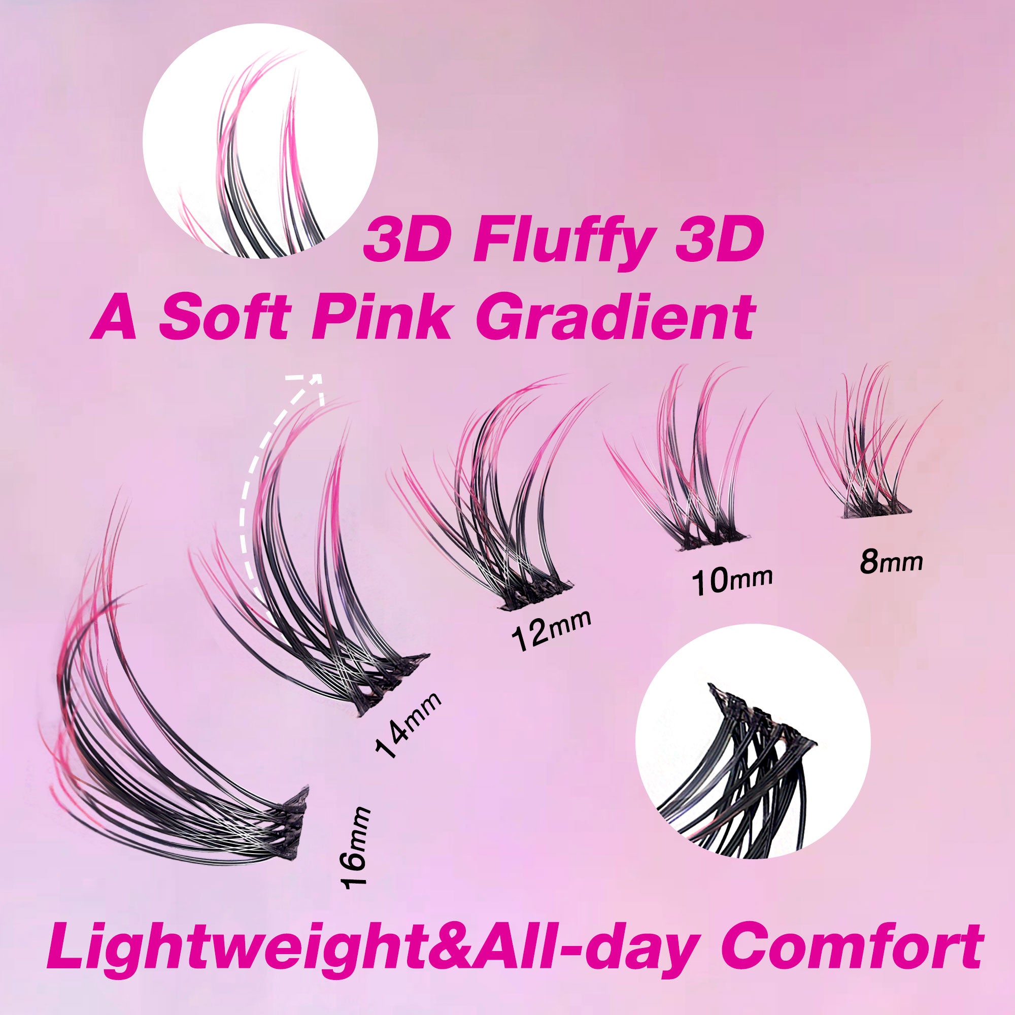 Ombre Colored Lash Clusters